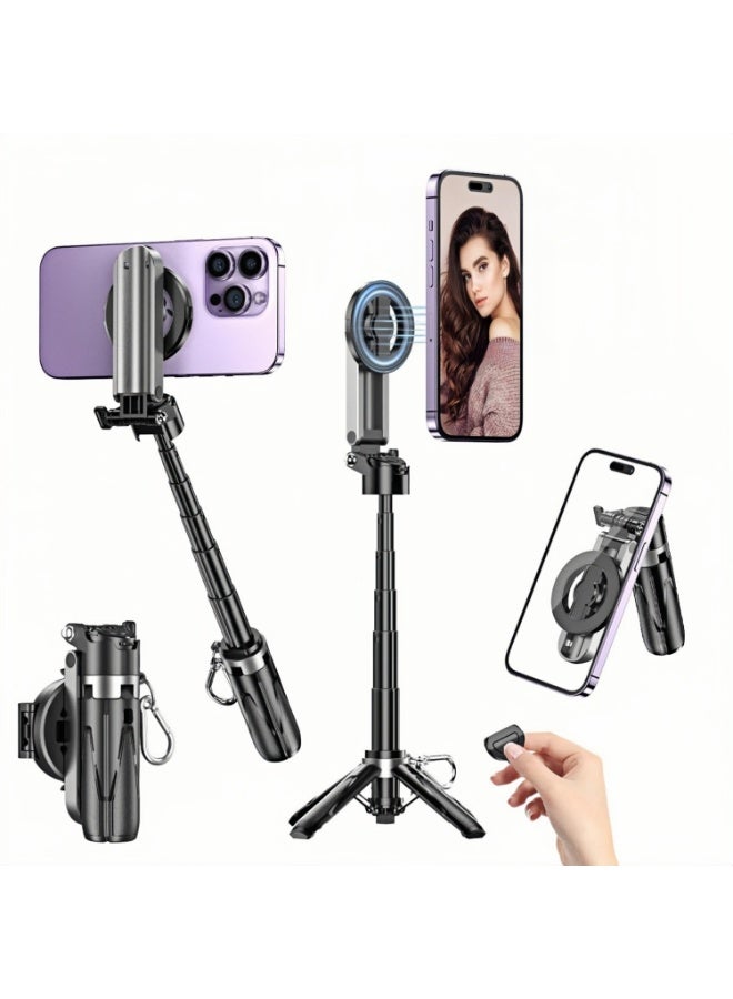 Loloty Multifunctional Portable Selfie Stick Tripod with Bluetooth 5.2, Pocket Flex Design & Anti-Slip Grip Mini Tripod, One-Click Deployment & 360° Rotation - Image 1